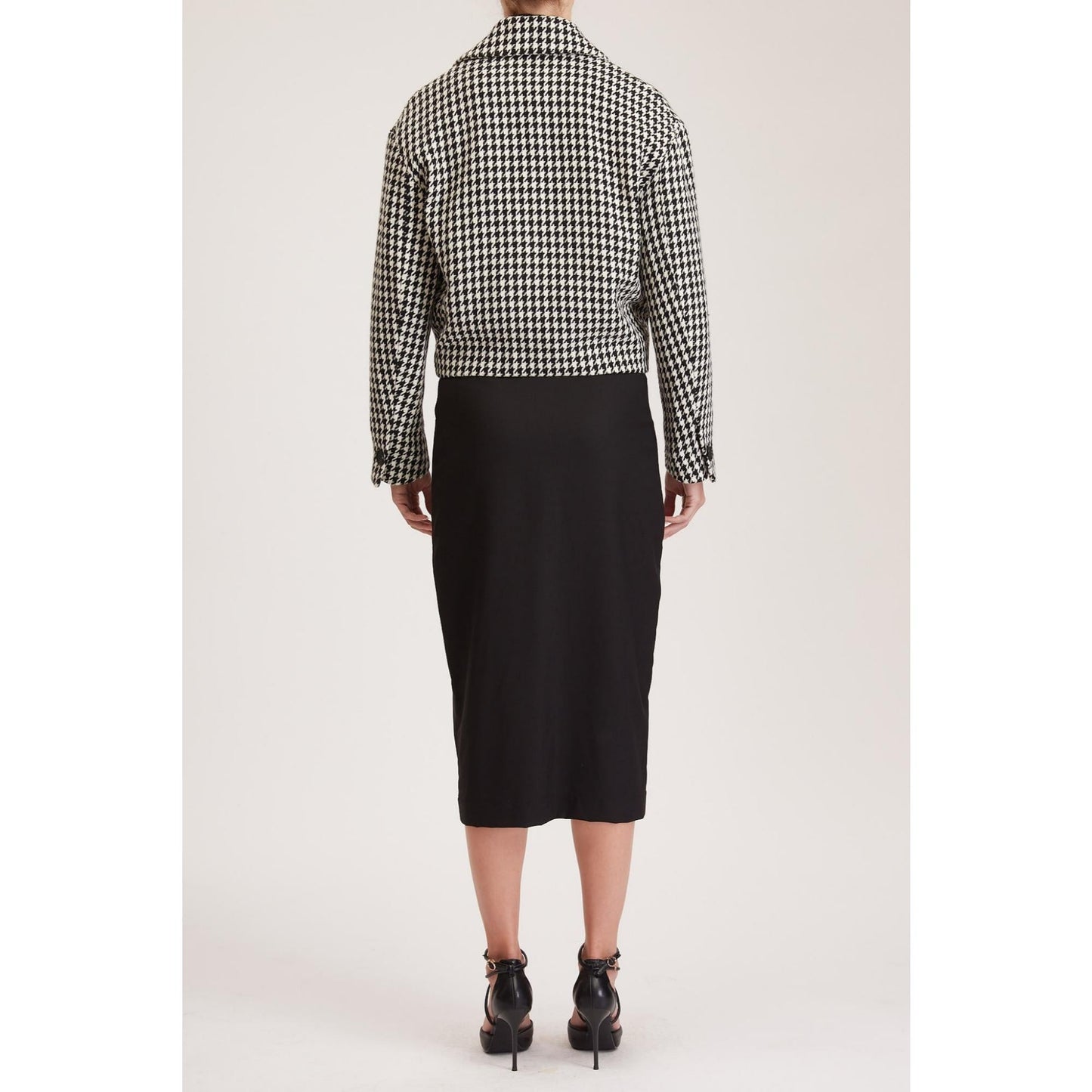 Women Ashford Coat - Double Breasted Short Jacket in Black Dogtooth