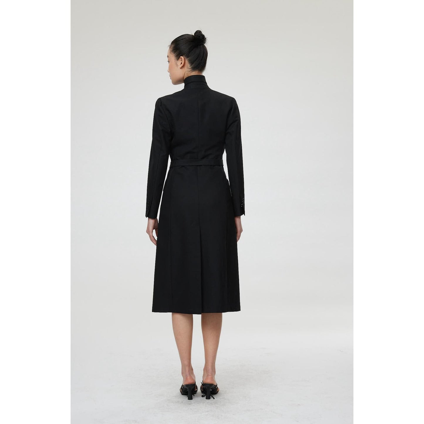 Women Palermo Coat - Double Breasted Long Suit Jacket in Black