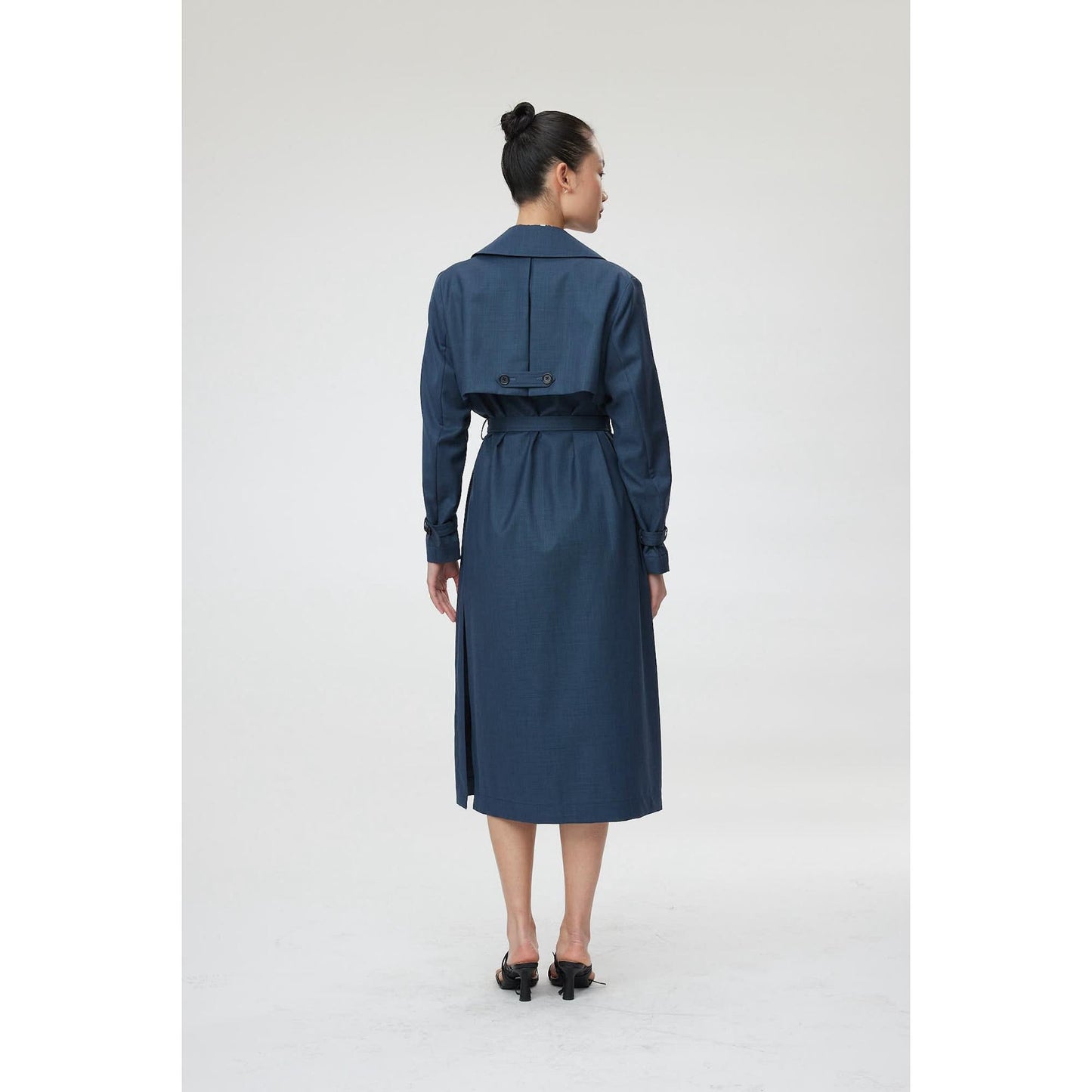 Women Andria Coat - Light Trench in Navy Twill
