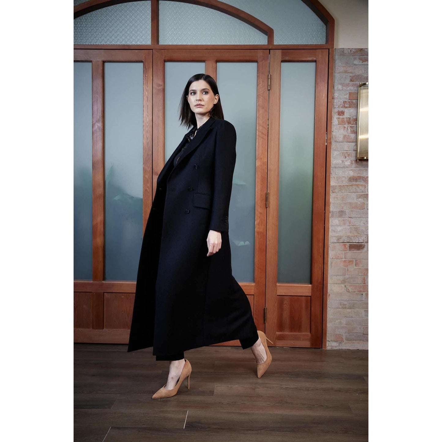 Women Agueda Coat - Long Coat in Black Twill - Night Black