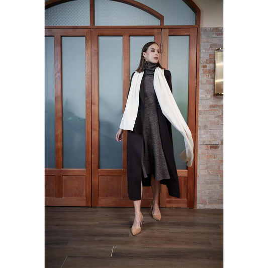 Women Agueda Coat - Long Double-Breasted Coat - Autumn Brown