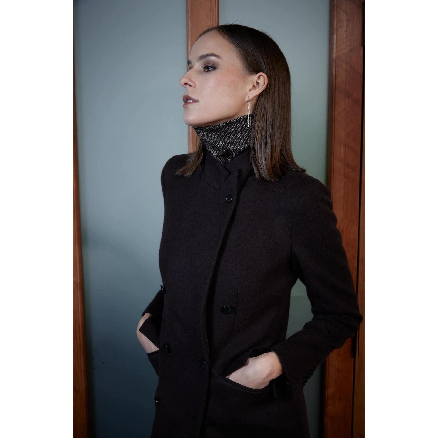 Women Agueda Coat - Long Double-Breasted Coat - Autumn Brown