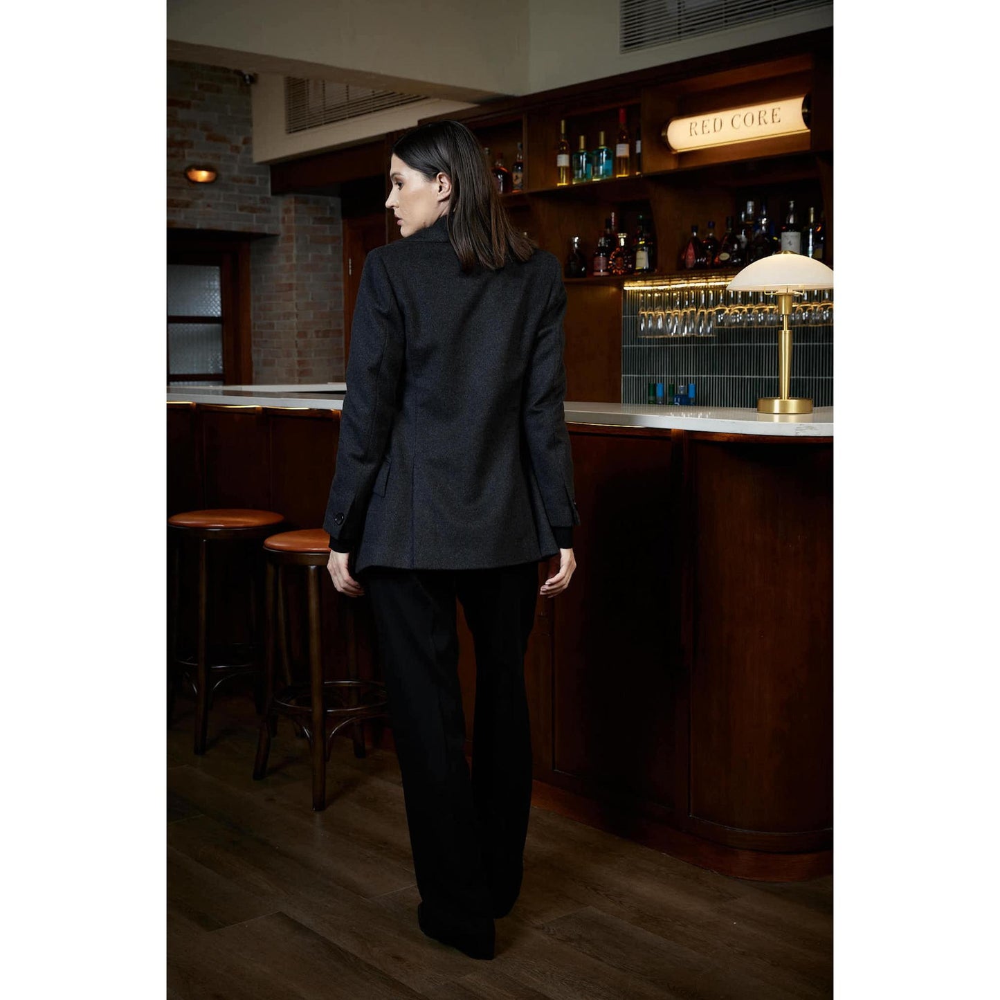 Women Barcelos Coat - Peacoat in Wool/Cashmere Blend - Charcoal Grey