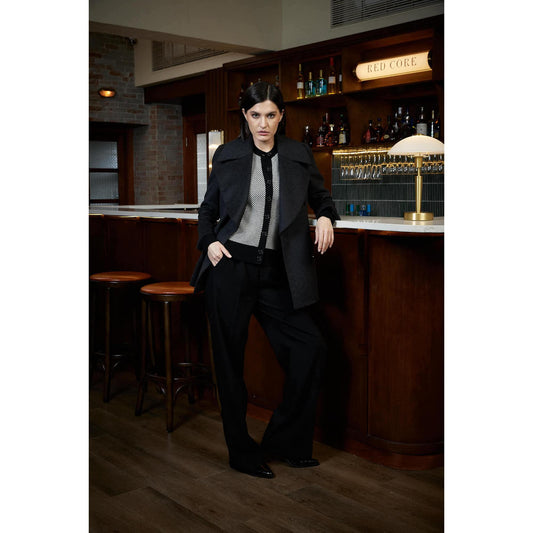 Women Barcelos Coat - Peacoat in Wool/Cashmere Blend - Charcoal Grey