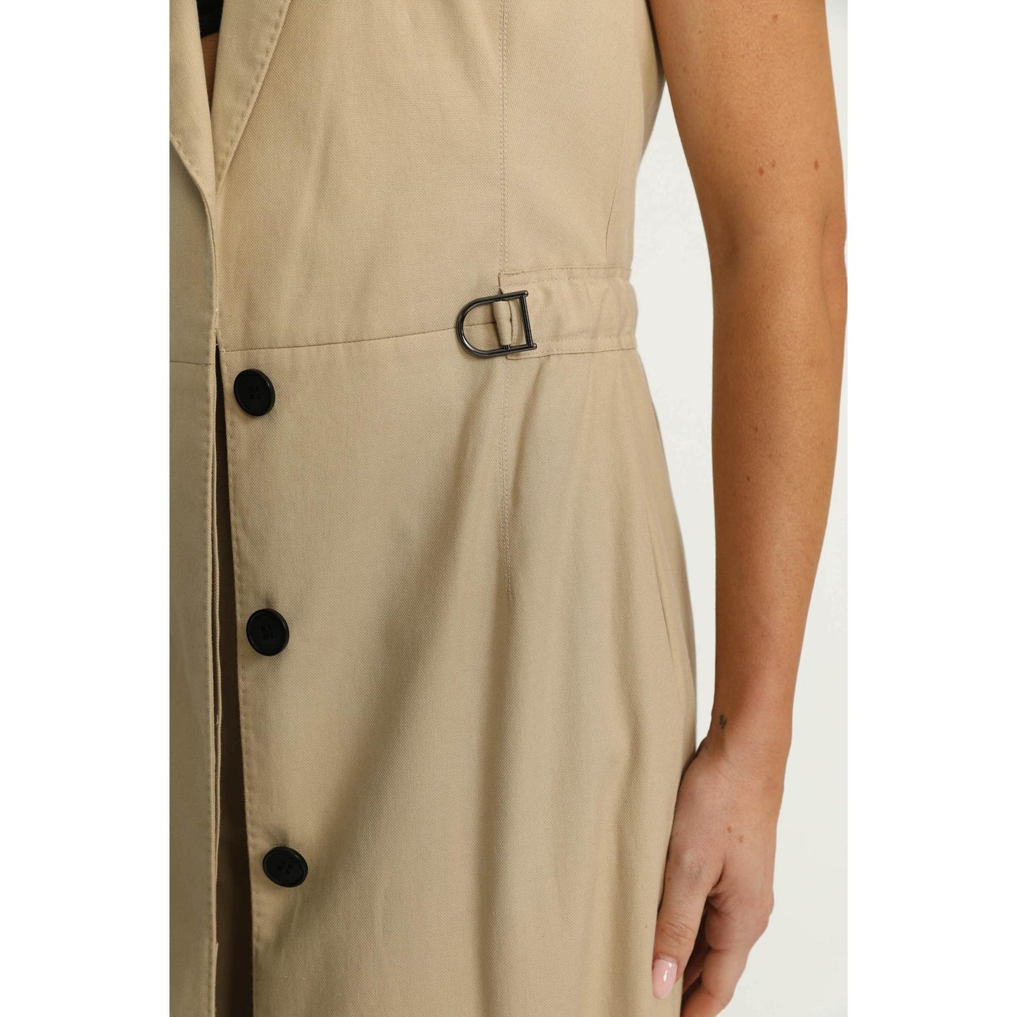 Women Basel Trenchcoat - Basel Khaki Beige Sleeveless Trench