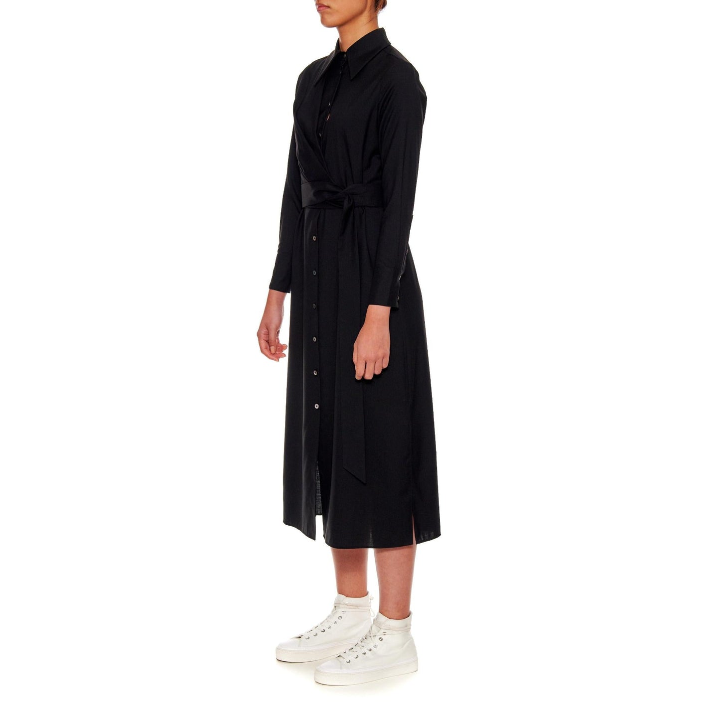 Women Mulhouse Dress - Everyday Wrap Shirt Dress - Black