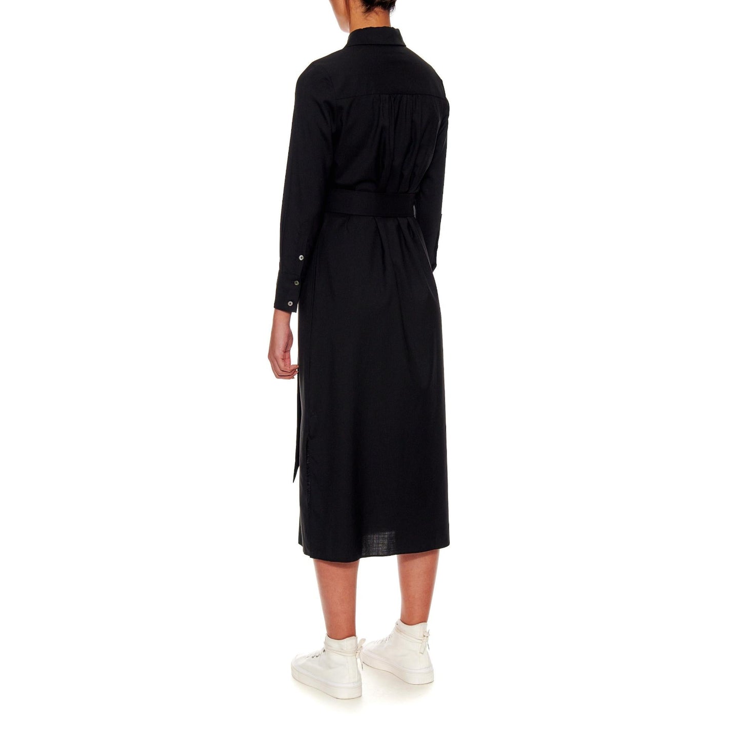 Women Mulhouse Dress - Everyday Wrap Shirt Dress - Black