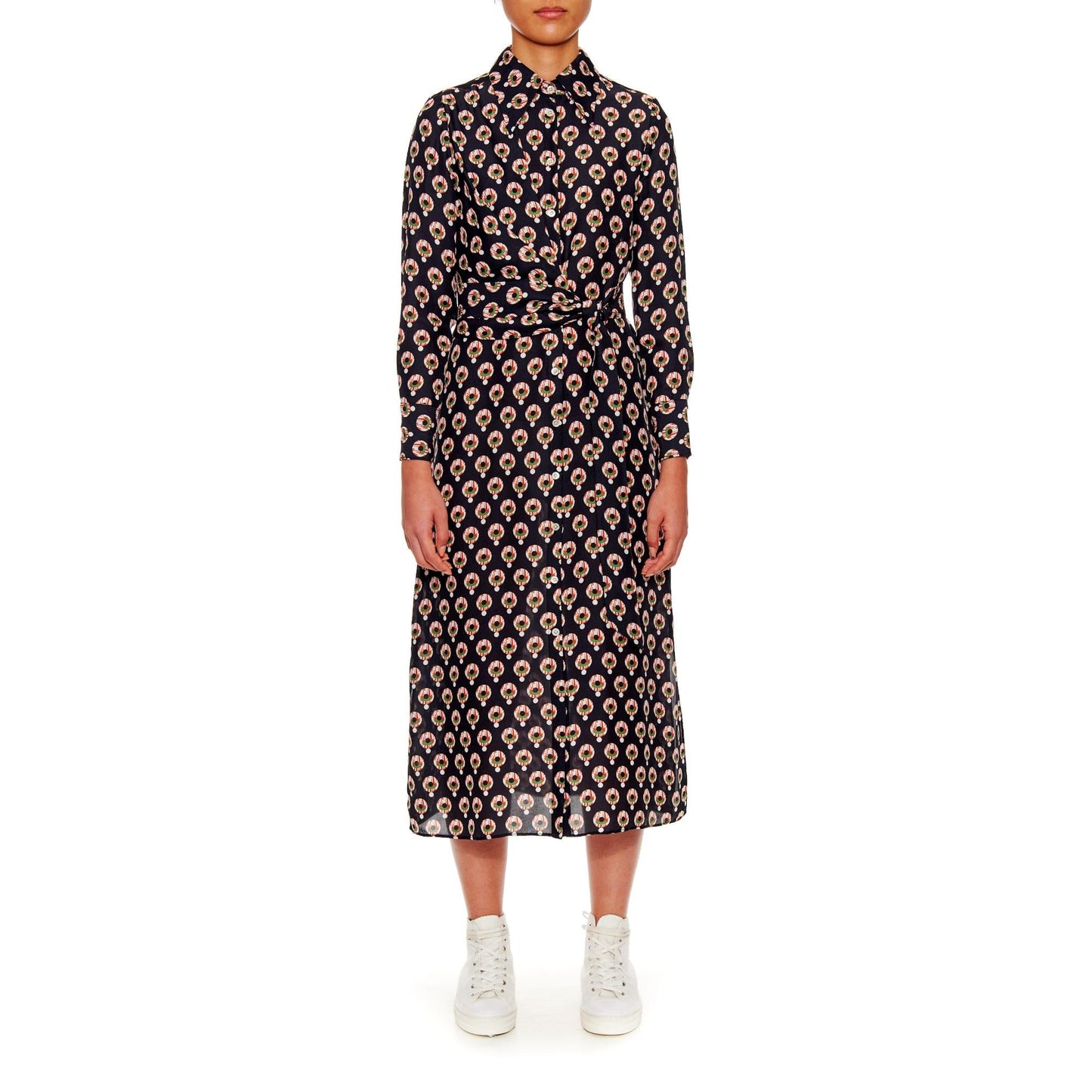 Women Mulhouse Dress - Everyday Wrap Shirt Dress - Black print