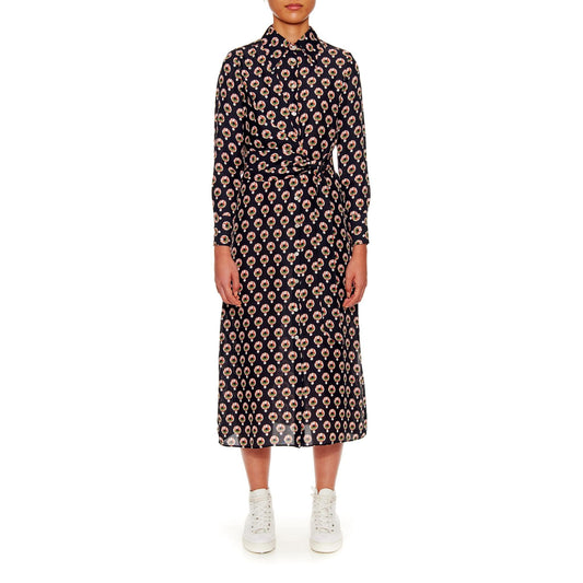 Women Mulhouse Dress - Everyday Wrap Shirt Dress - Black print