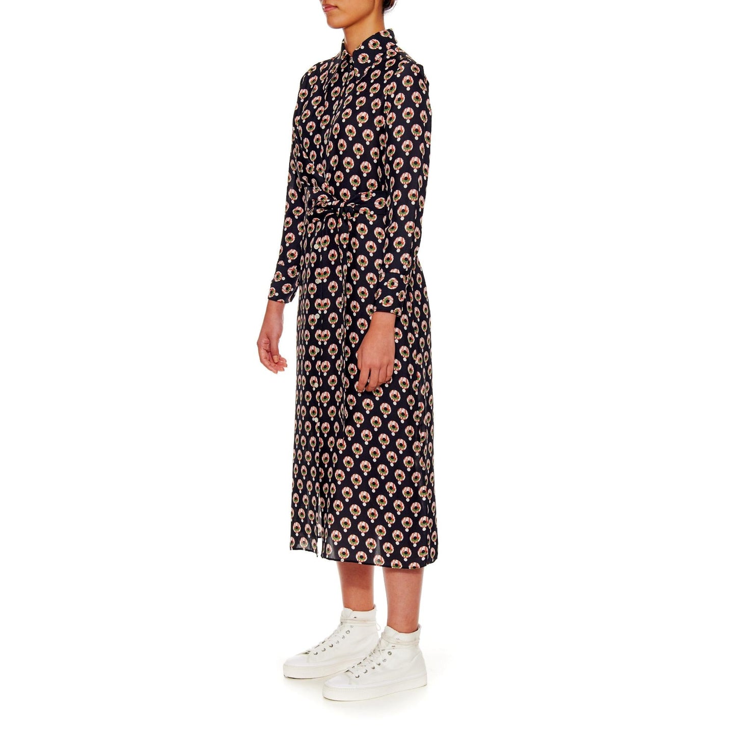 Women Mulhouse Dress - Everyday Wrap Shirt Dress - Black print
