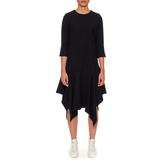 Women Dijon Dress - Shift Dress With Handkerchief Hem - Black