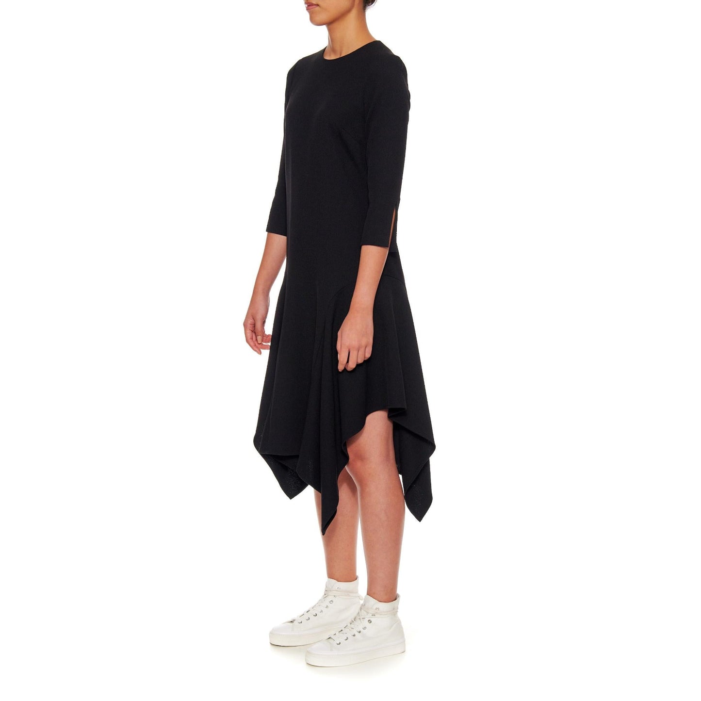 Women Dijon Dress - Shift Dress With Handkerchief Hem - Black