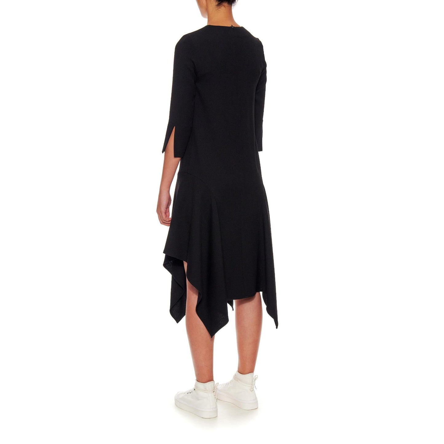 Women Dijon Dress - Shift Dress With Handkerchief Hem - Black