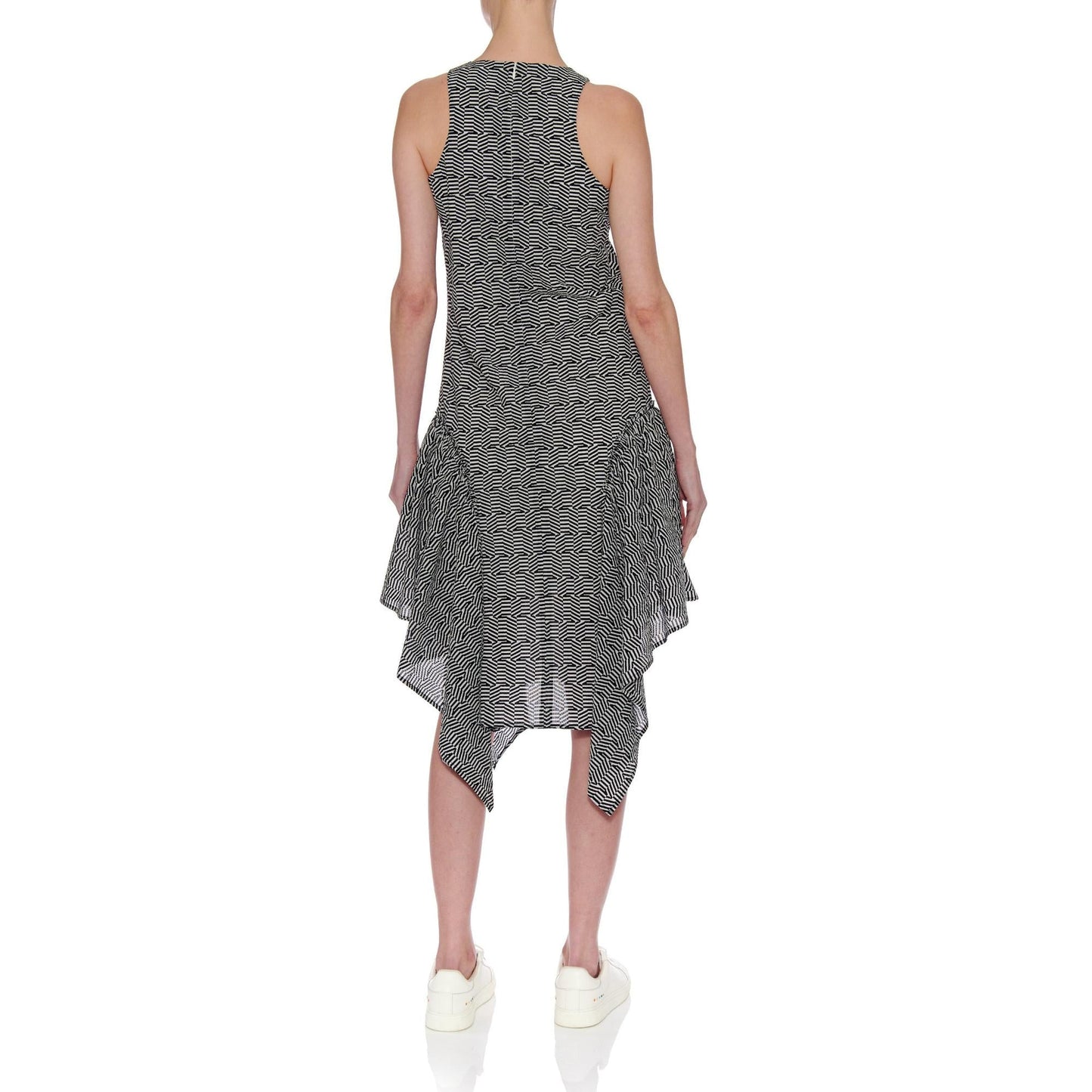 Women Malaga Dress - Sleeveless Shift Dress With Side Drapes in A Print - Black
