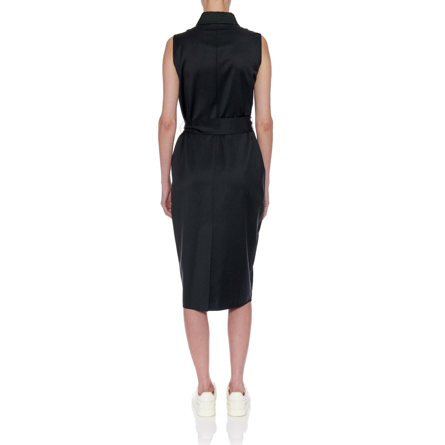 Women Zaragoza Dress - Sleeveless Shirt Midi Dress in Charcoal Grey