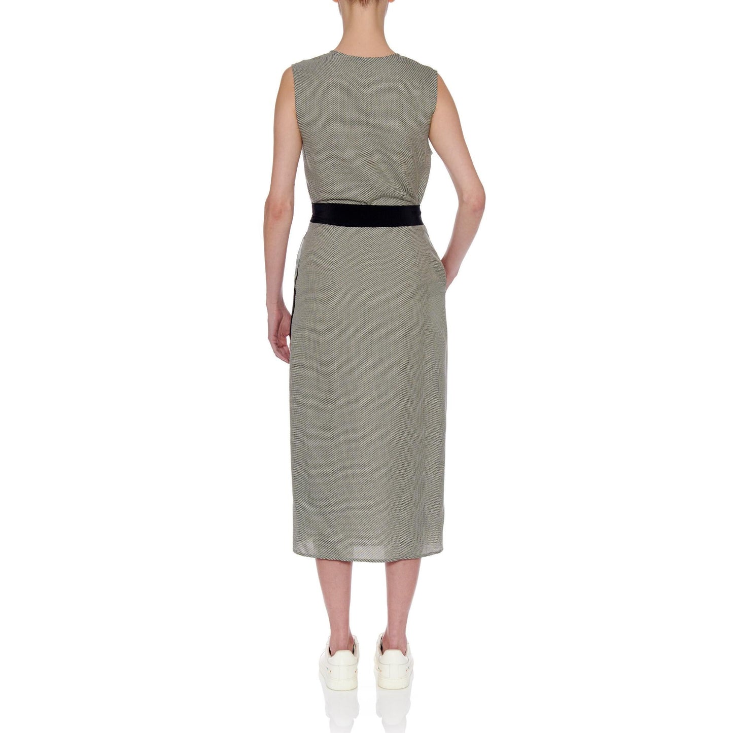 Women San Sebastian Dress - Classic Wrap Midi Dress in Black And White