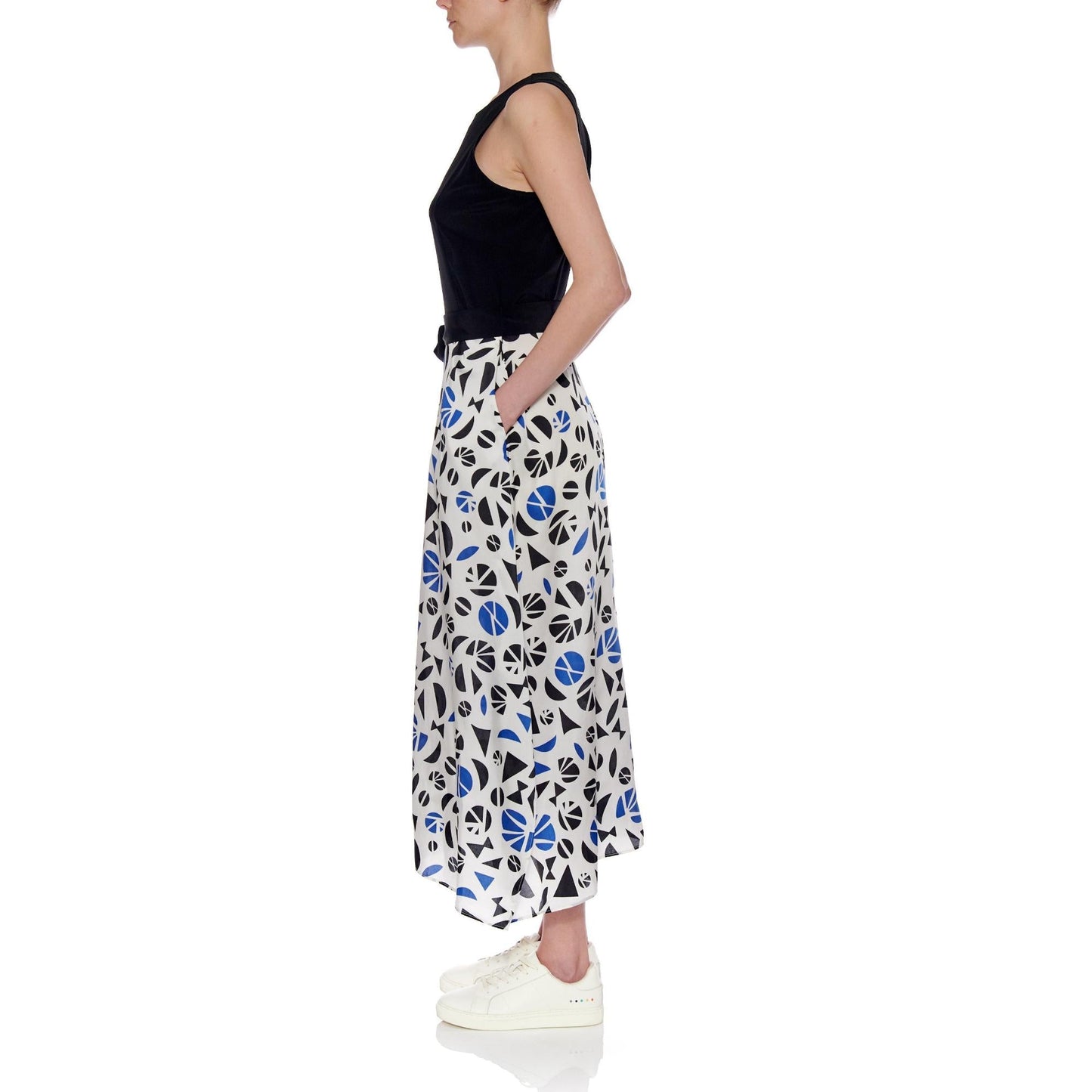 Women Granada Dress - Handkerchief Hem Midi Dress in Black