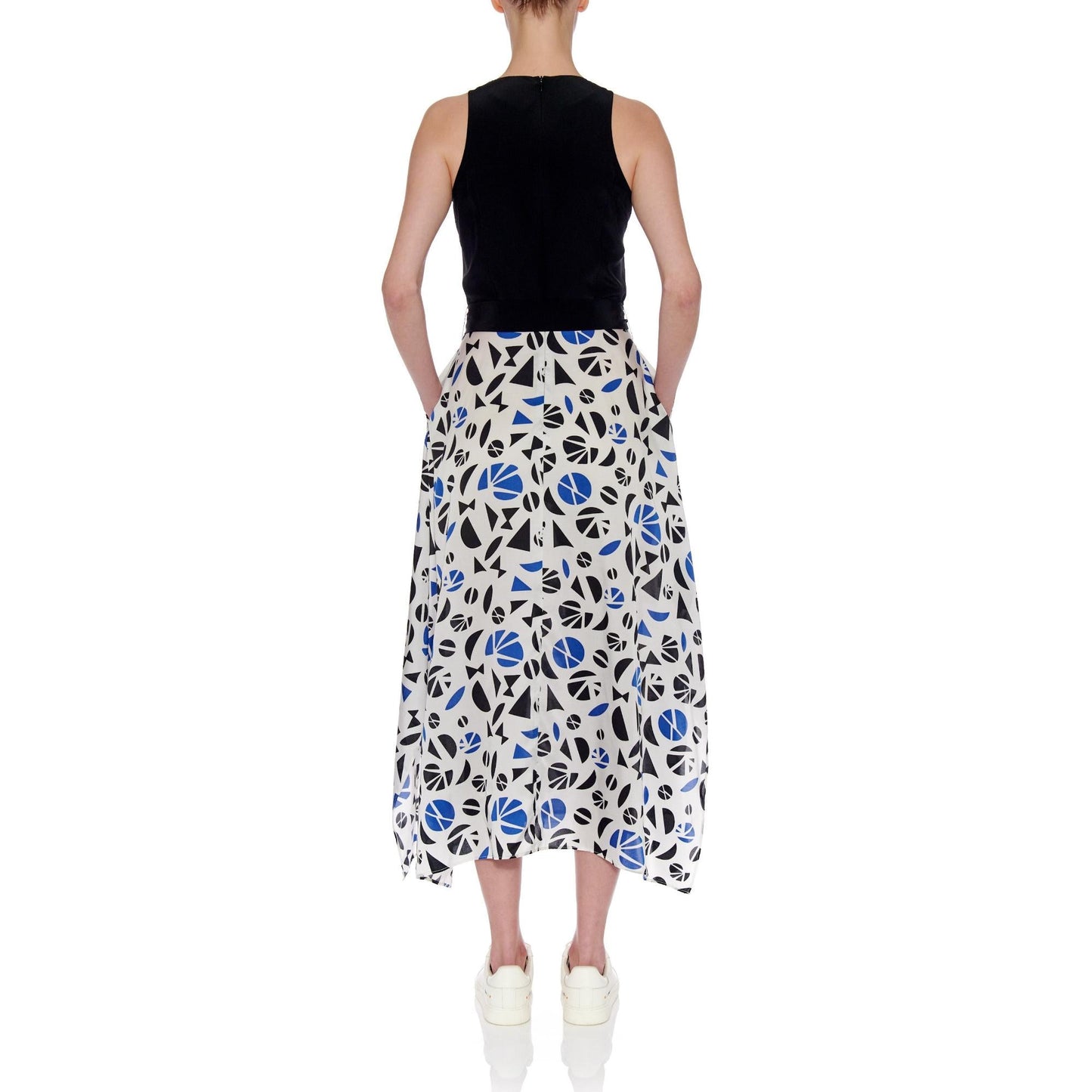 Women Granada Dress - Handkerchief Hem Midi Dress in Black