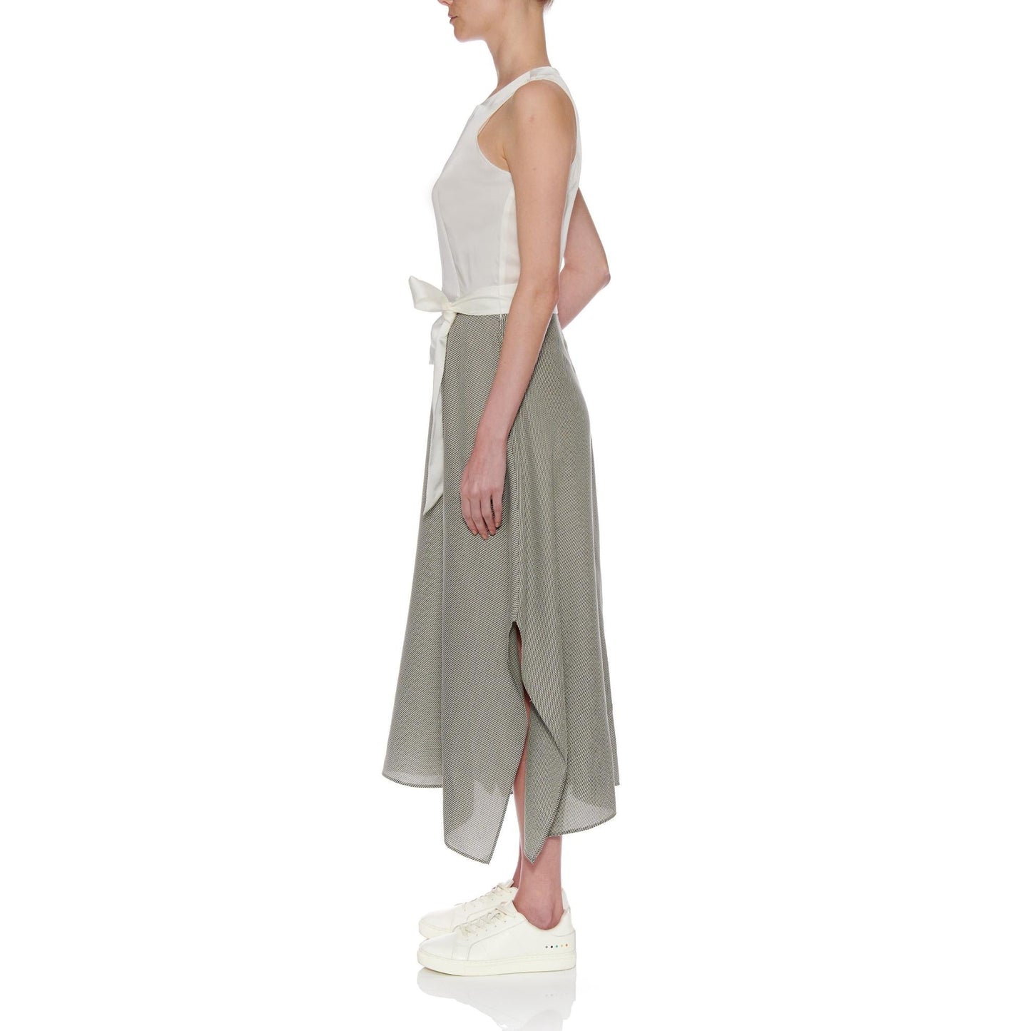 Women Granada Dress - Handkerchief Hem Midi Dress in White