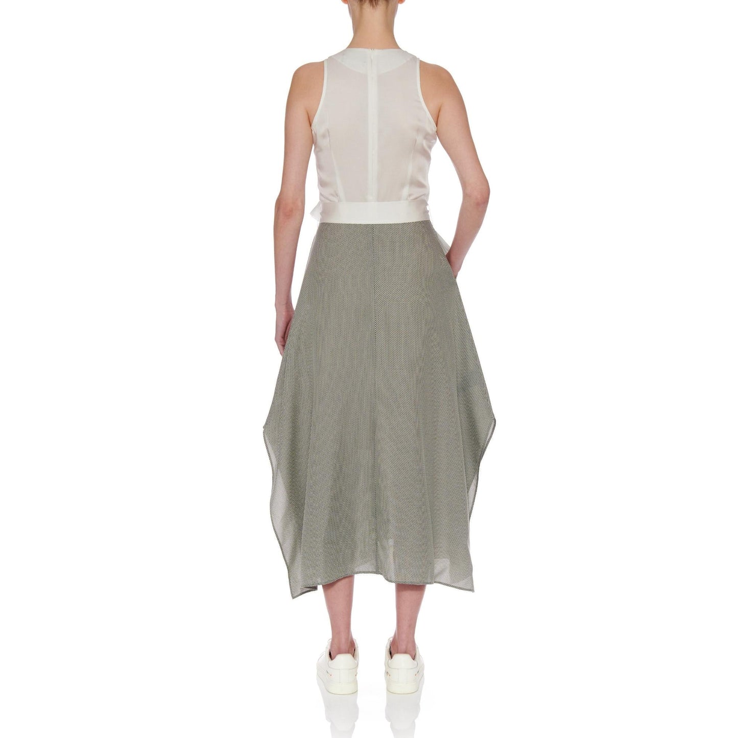 Women Granada Dress - Handkerchief Hem Midi Dress in White