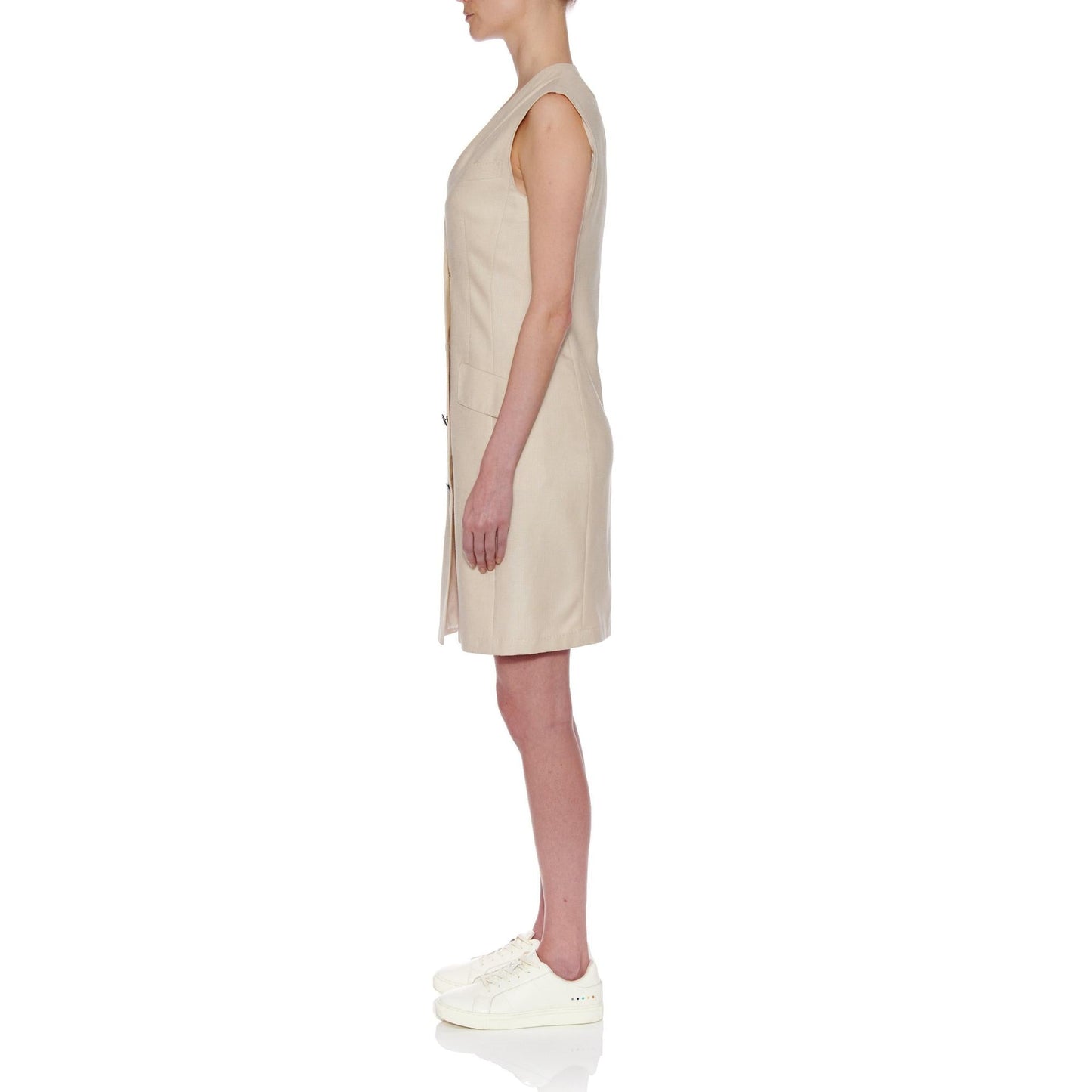 Women Gijon Dress - Tailored Double Breasted Knee-Length Dress in Off White