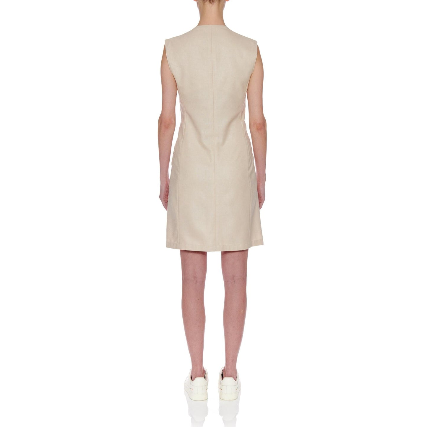 Women Gijon Dress - Tailored Double Breasted Knee-Length Dress in Off White