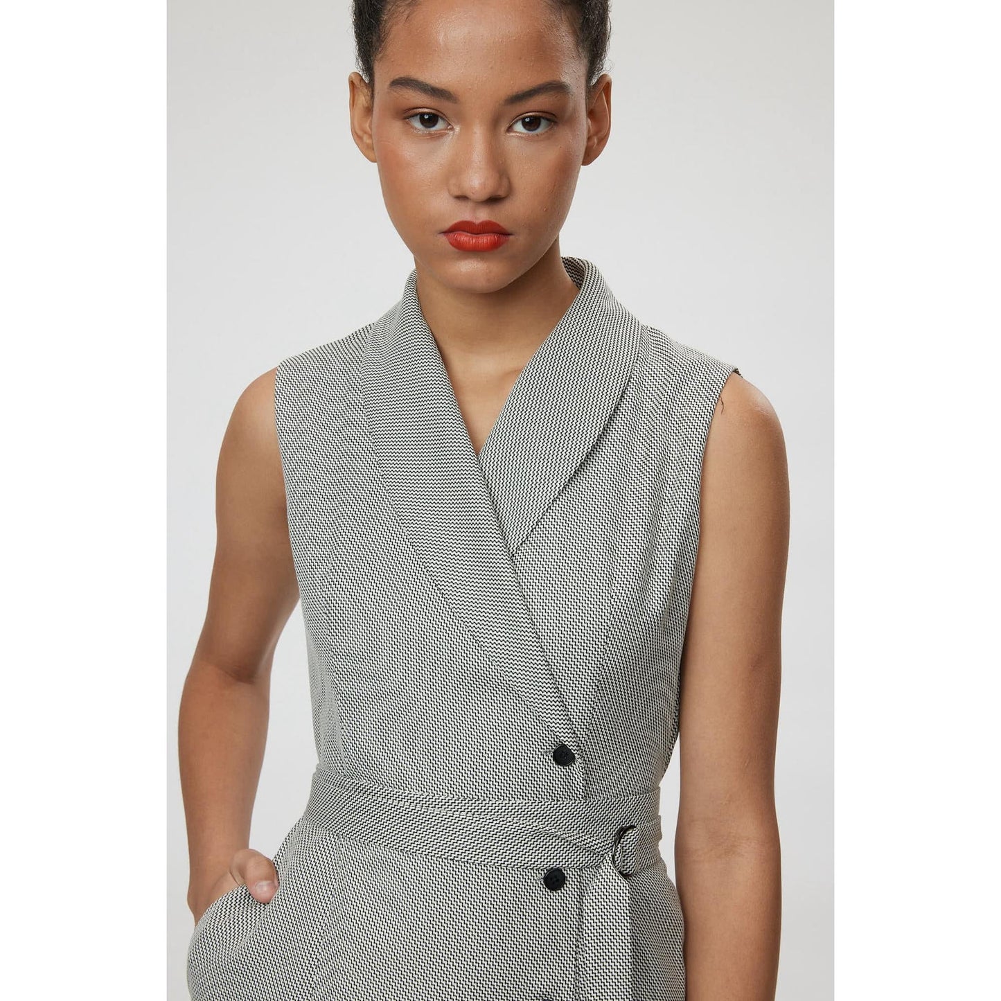 Women Genoa Dress - Maxi Wrap Dress in Black & White