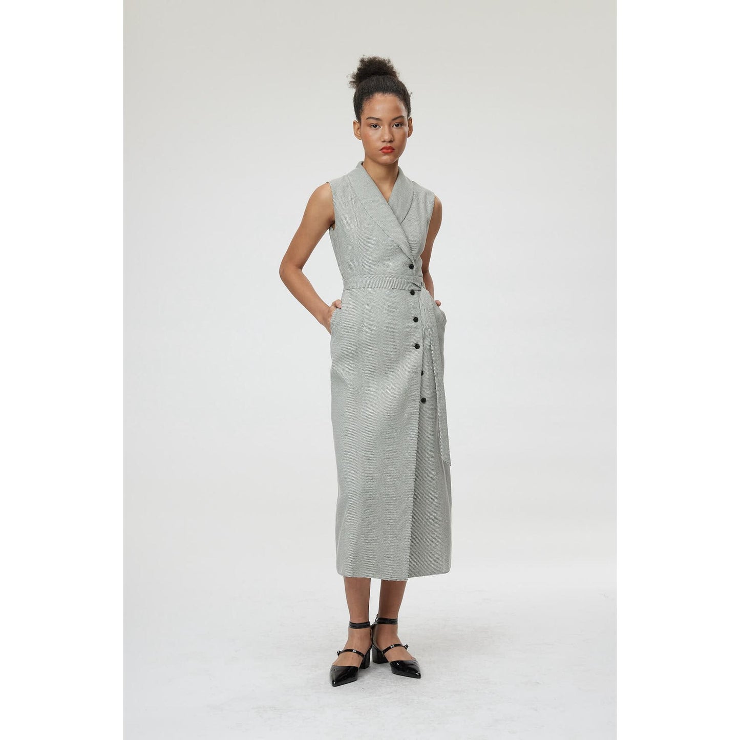 Women Genoa Dress - Maxi Wrap Dress in Black & White