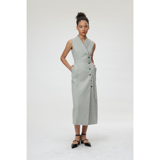 Women Genoa Dress - Maxi Wrap Dress in Black & White