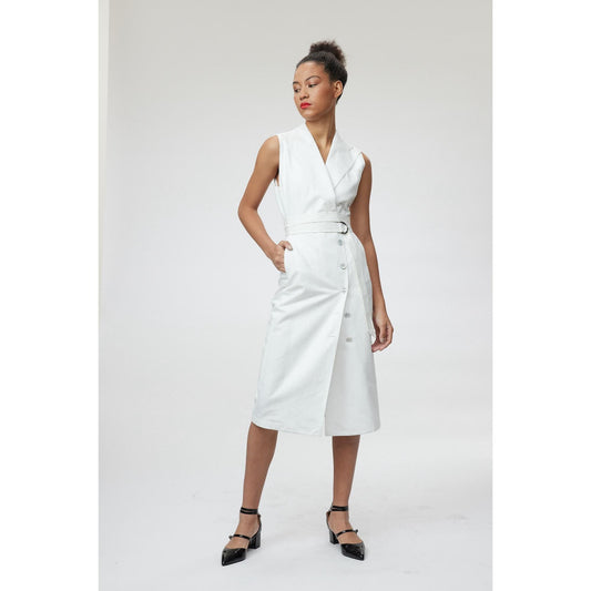 Women Pavia Dress - Tailored Sleeveless Dress in White