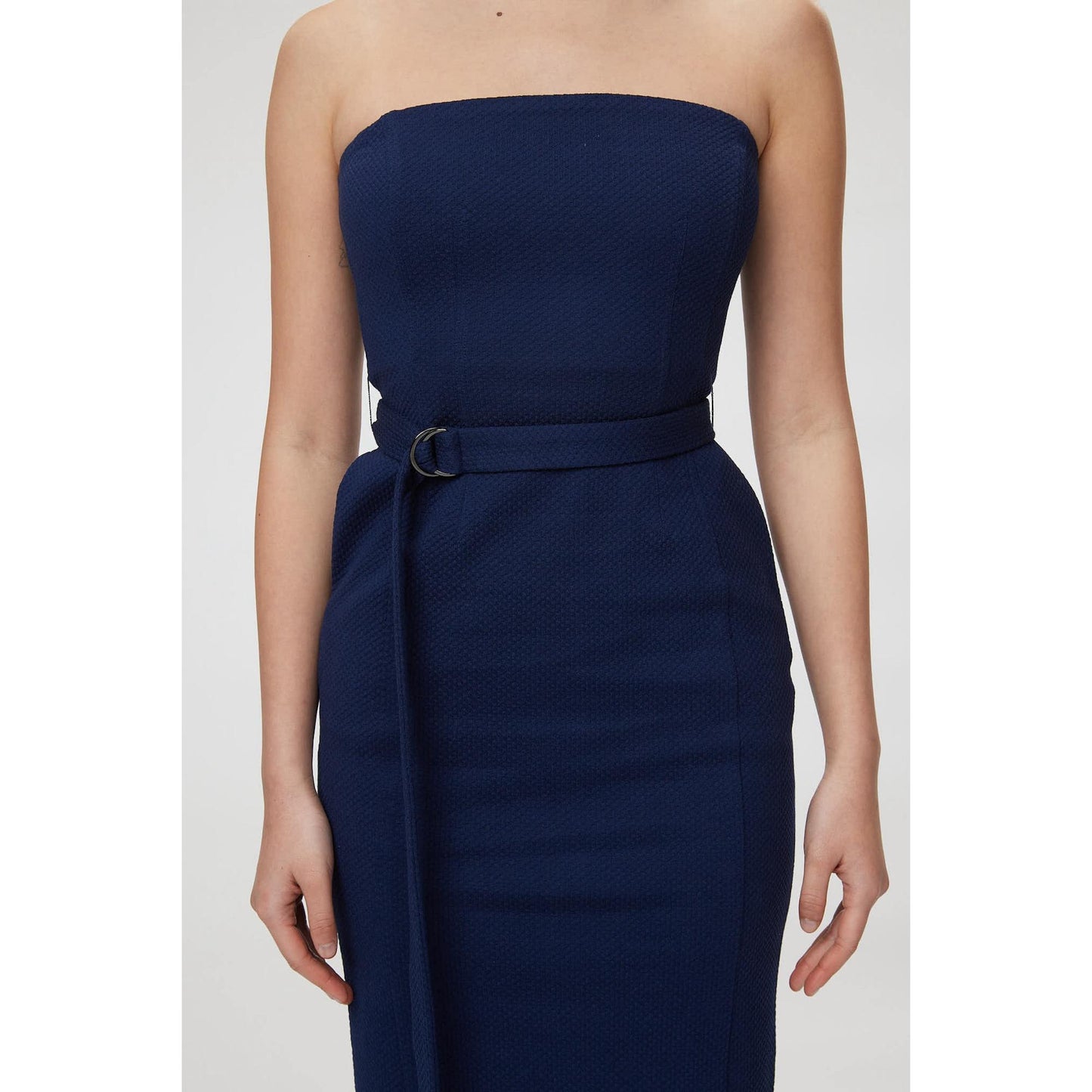 Women Vittoria Dress - Strapless Tailored Dress in Navy