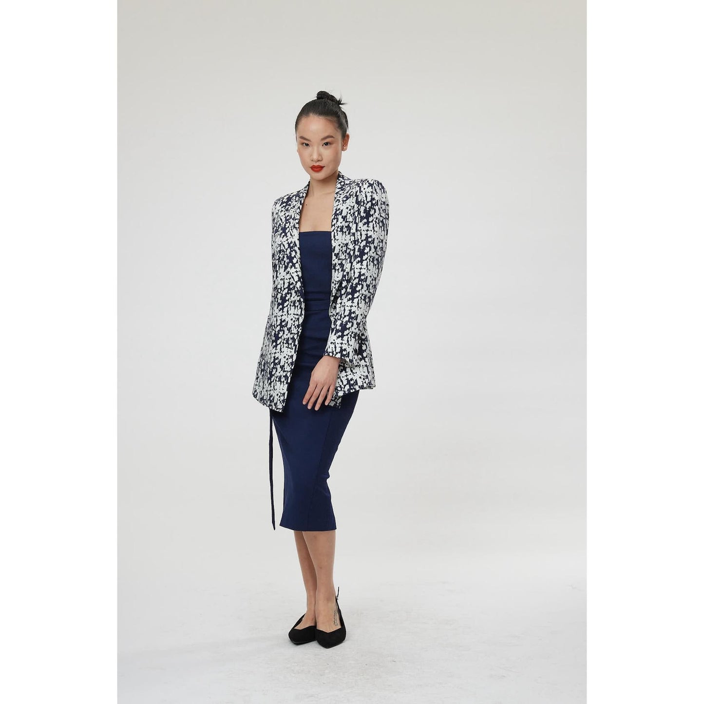 Women Vittoria Dress - Strapless Tailored Dress in Navy