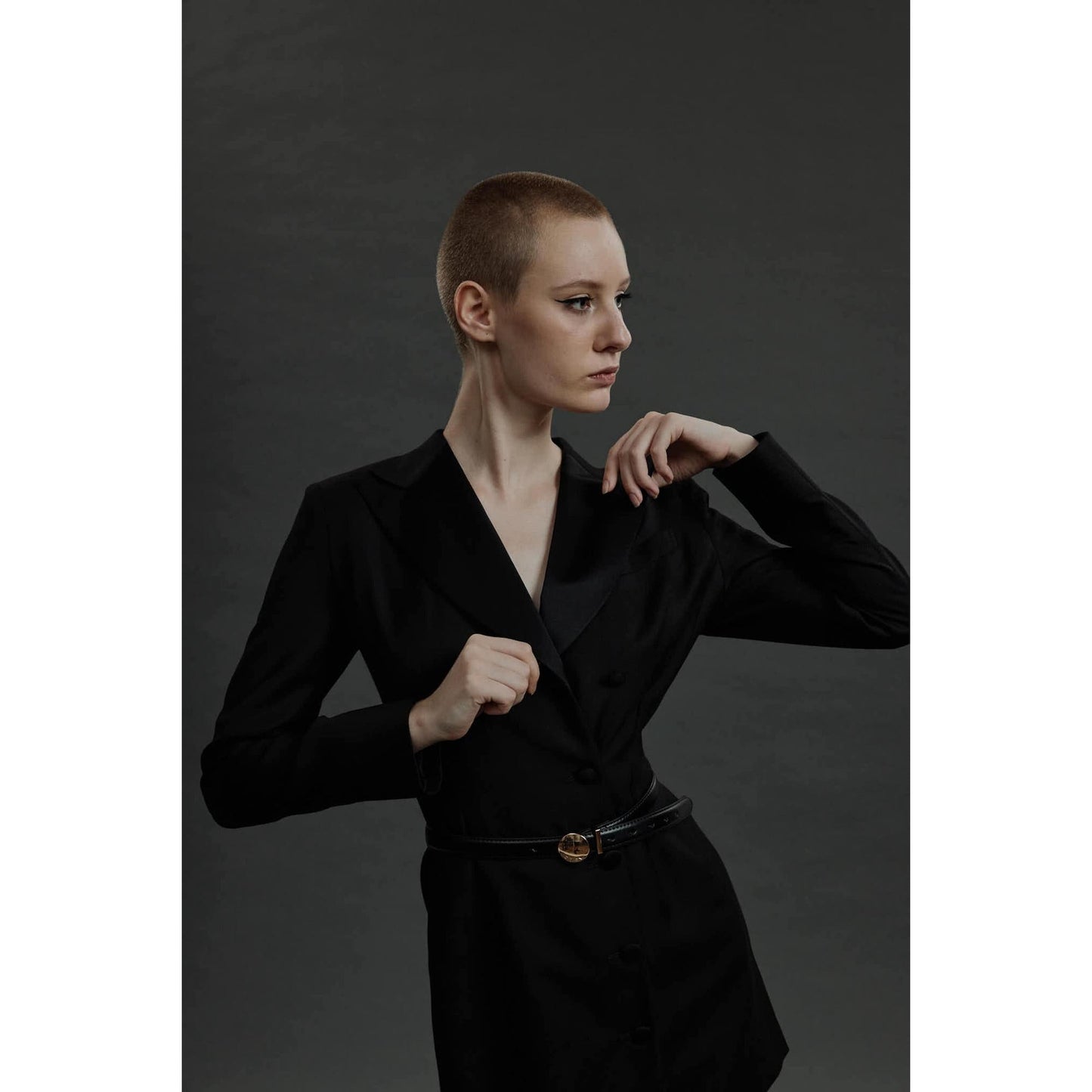 Women Braganza - Limited Edition Dress - Double Breasted Dress in Herringbone - Night Brown