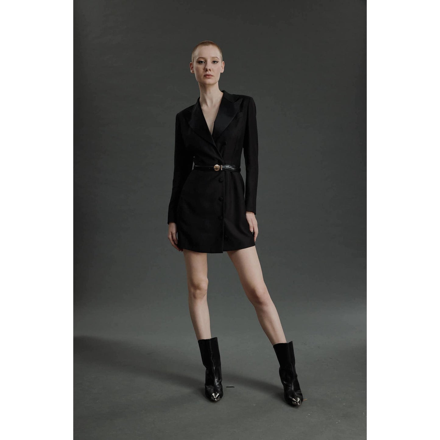 Women Braganza - Limited Edition Dress - Double Breasted Dress in Herringbone - Night Brown