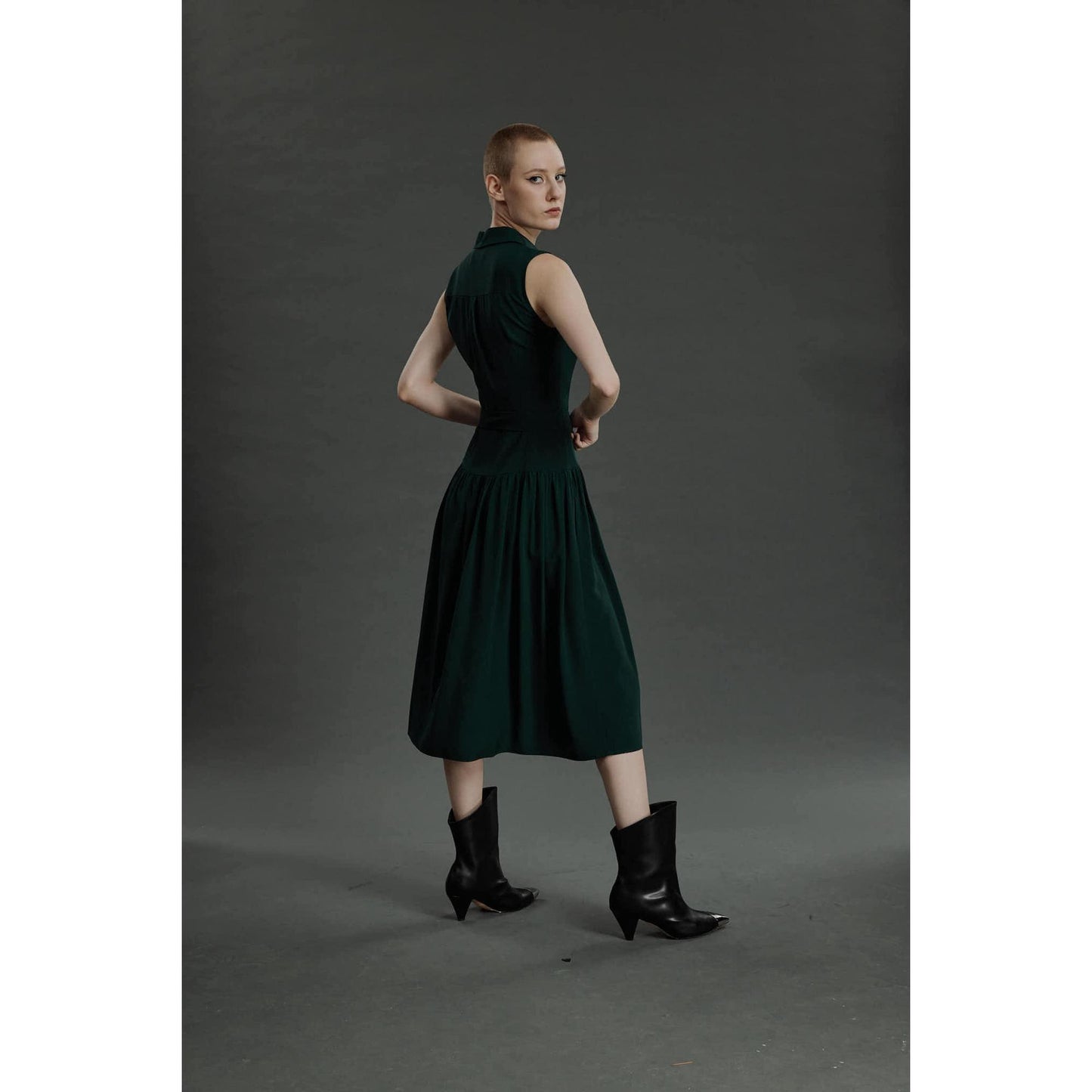 Women Fatima Dress - Maxi Silk Dress in Green