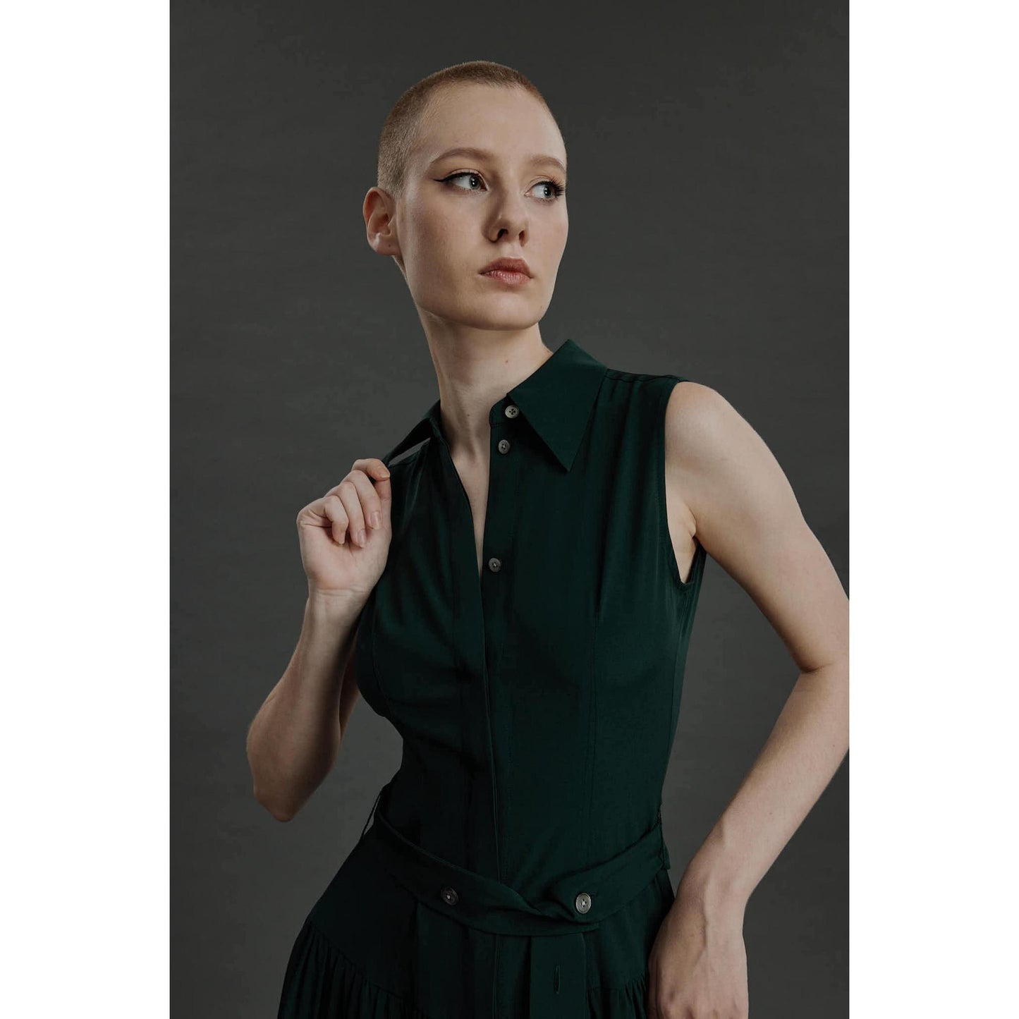 Women Fatima Dress - Maxi Silk Dress in Green
