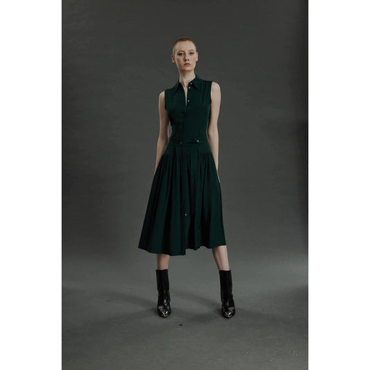 Women Fatima Dress - Maxi Silk Dress in Green