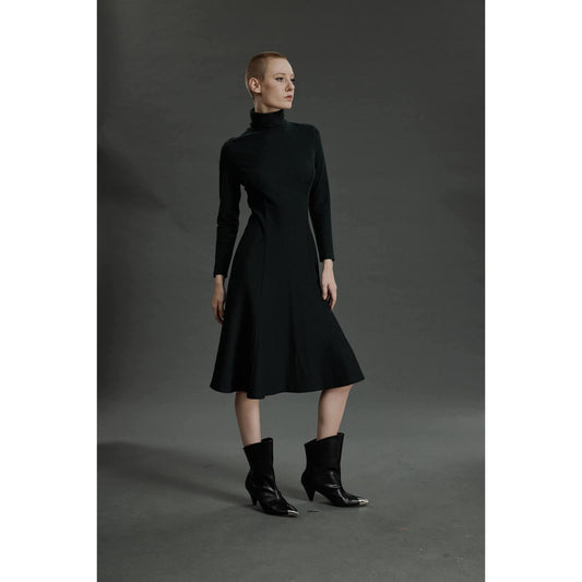 Women Evora Dress - Trumpet Day Dress in Green