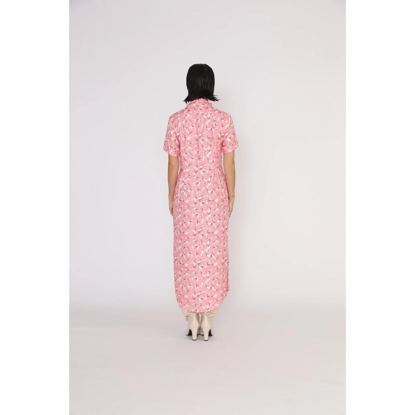 Women Port Dress - Port Relaxed Maxi Shirt Print Dress - Sweet pink