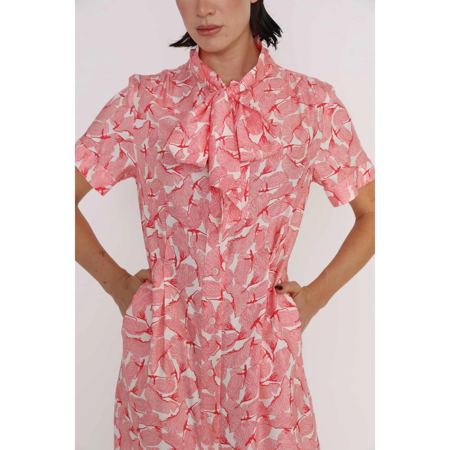 Women Port Dress - Port Relaxed Maxi Shirt Print Dress - Sweet pink