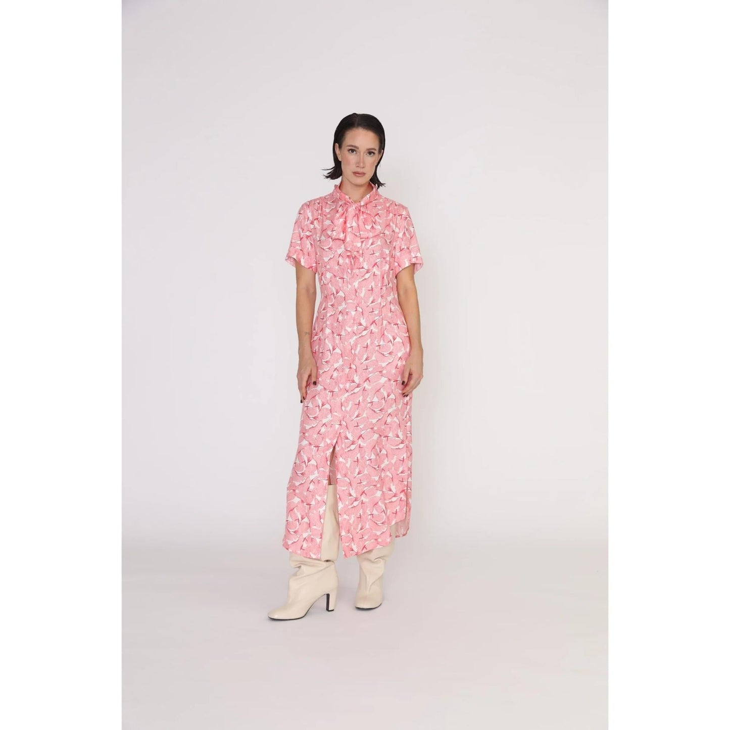 Women Port Dress - Port Relaxed Maxi Shirt Print Dress - Sweet pink