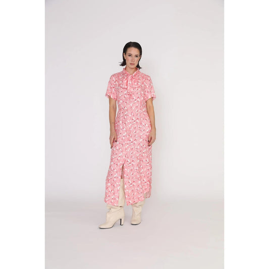 Women Port Dress - Port Relaxed Maxi Shirt Print Dress - Sweet pink