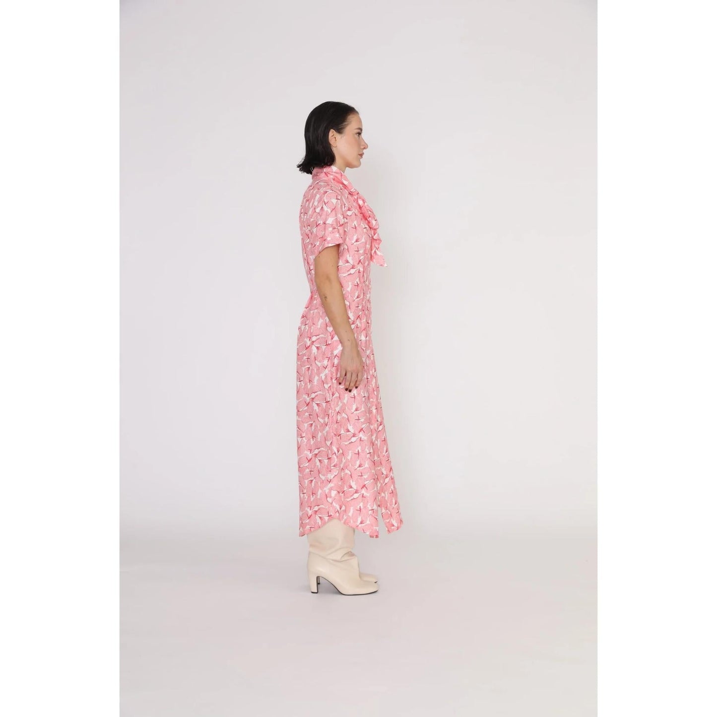 Women Port Dress - Port Relaxed Maxi Shirt Print Dress - Sweet pink