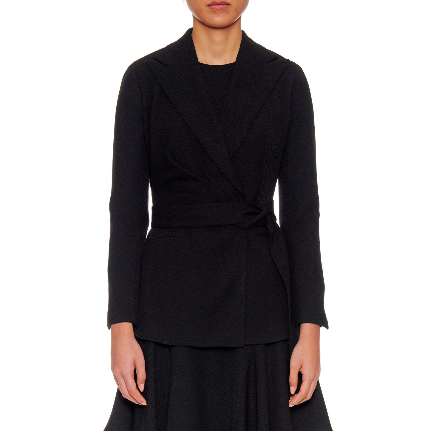 Women Avignon Jacket - Wool Wrap Jacket With Peaked Lapels - Black