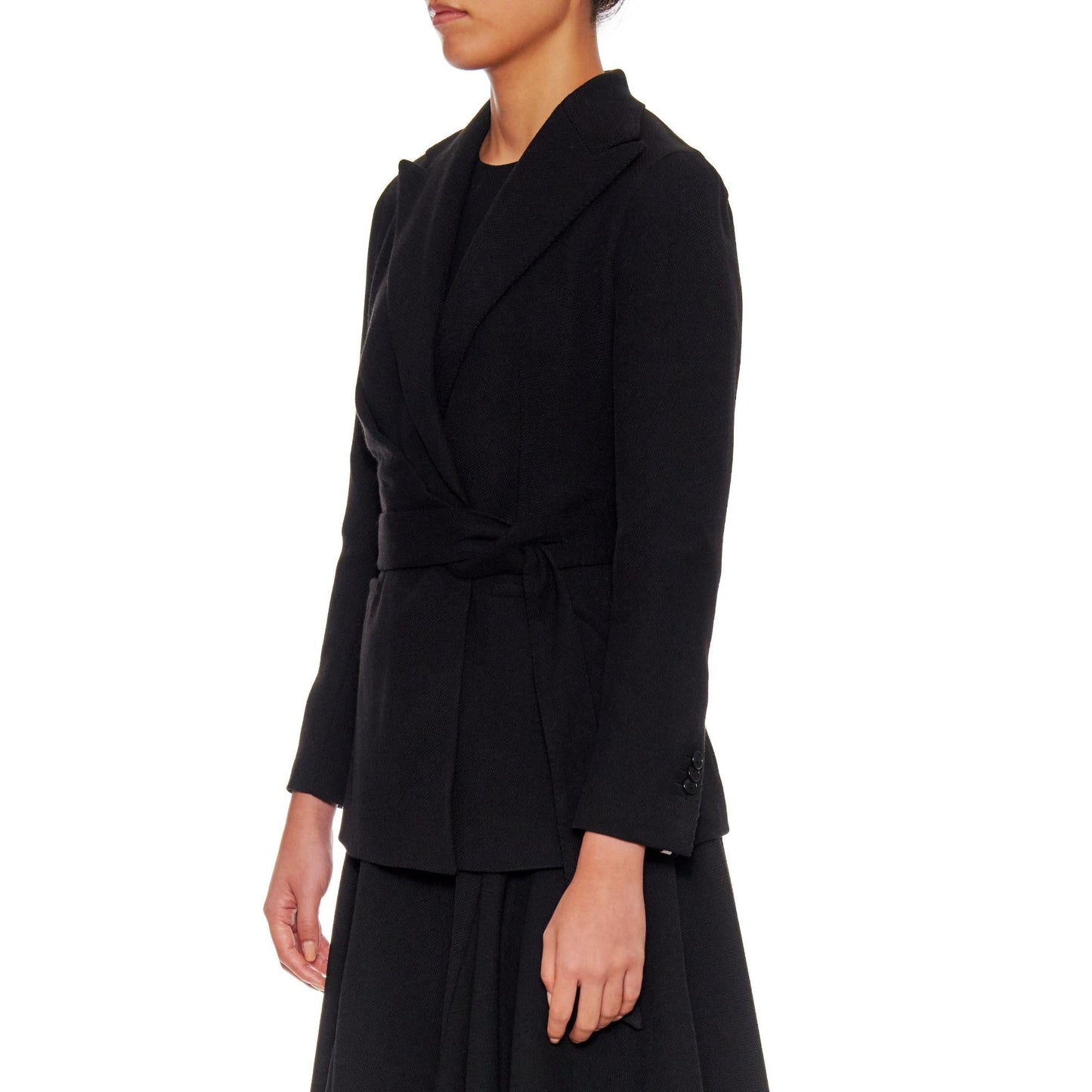 Women Avignon Jacket - Wool Wrap Jacket With Peaked Lapels - Black