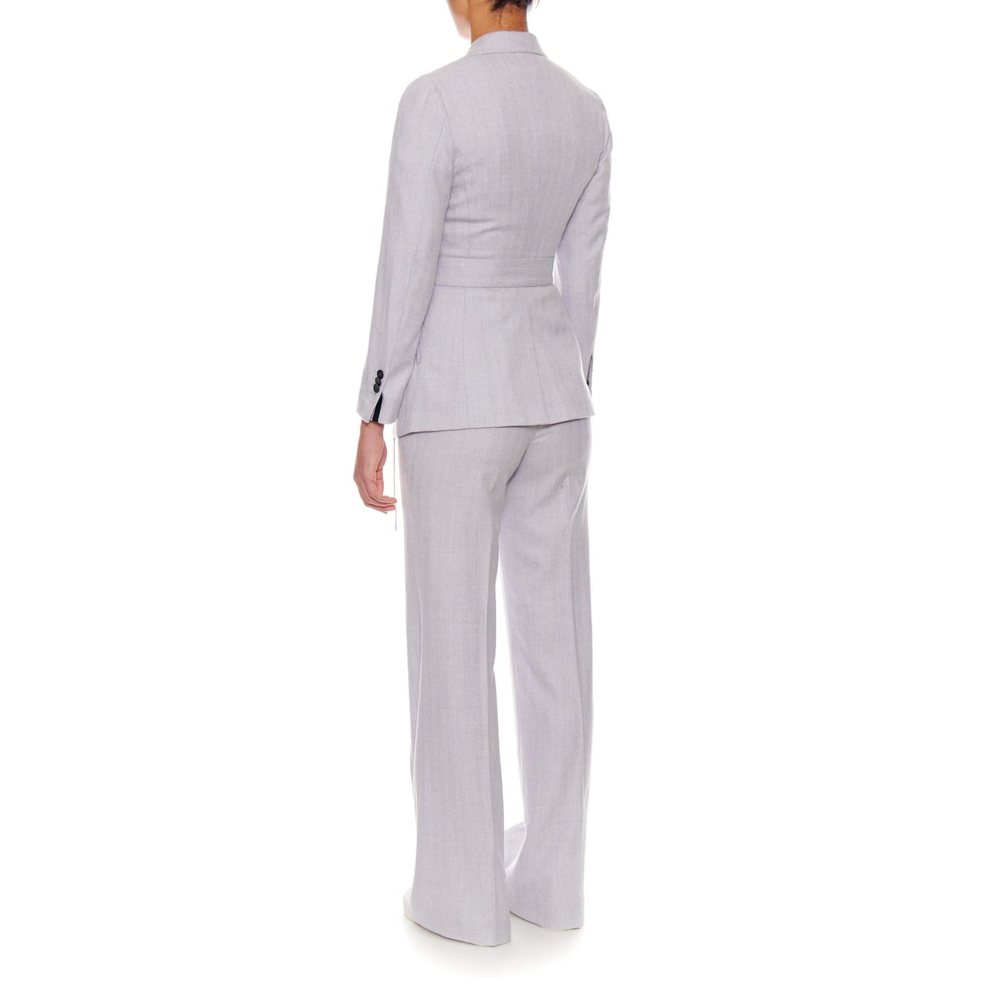 Women Avignon - Wool Wrap Jacket With Peaked Lapels in Sky Grey Herringbone