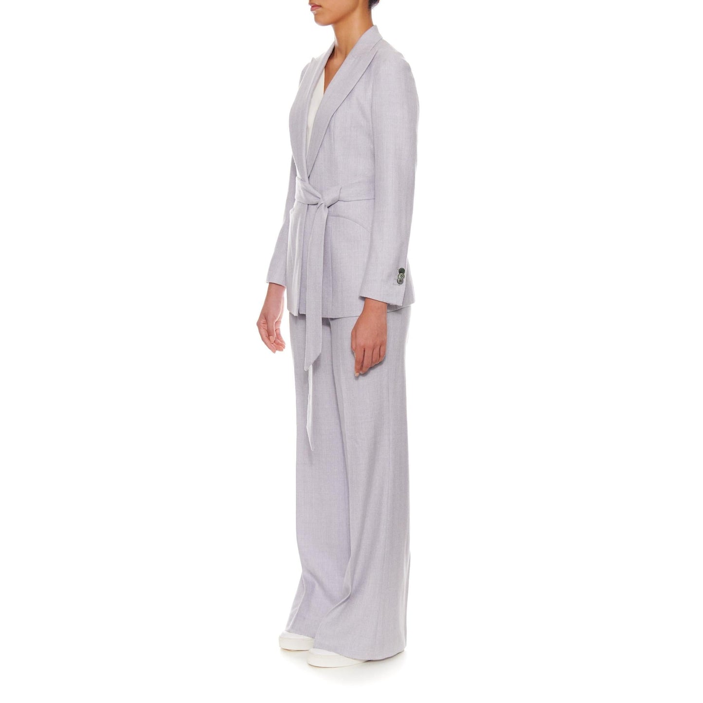 Women Montpellier - Wool Suit Jacket With Peaked Lapels Sky Grey Herringbone