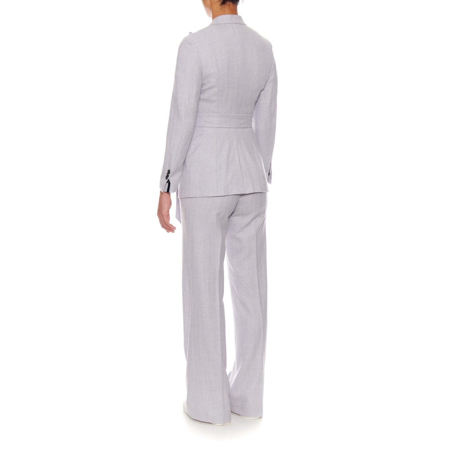 Women Montpellier - Wool Suit Jacket With Peaked Lapels Sky Grey Herringbone