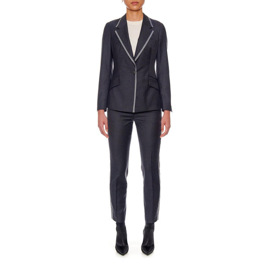 Women Le Mans Jacket - Short Single Breasted Wool Jacket in Dark Grey