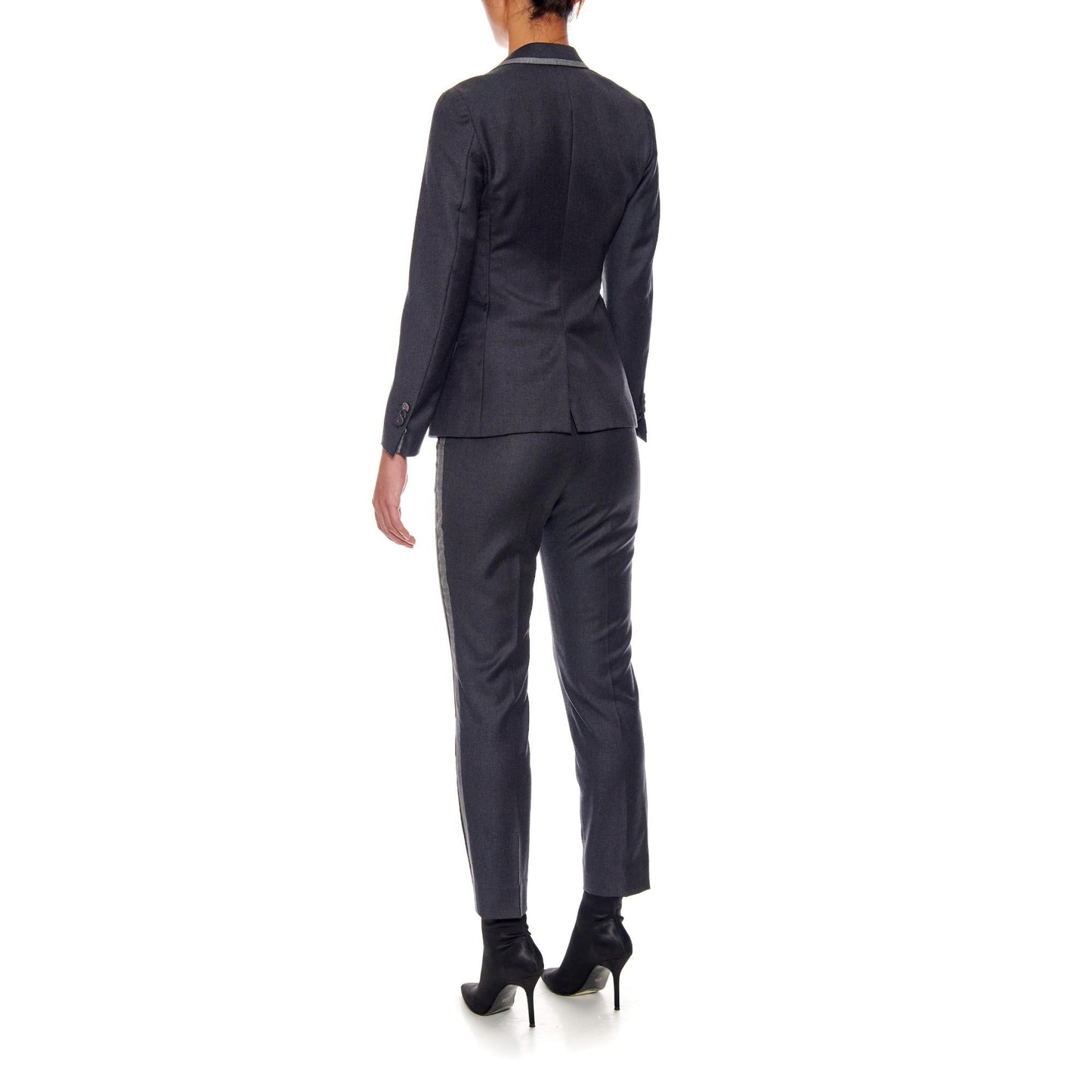Women Le Mans Jacket - Short Single Breasted Wool Jacket in Dark Grey